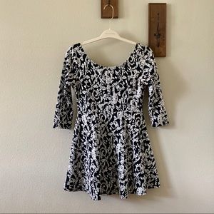 Black and white floral ballet top